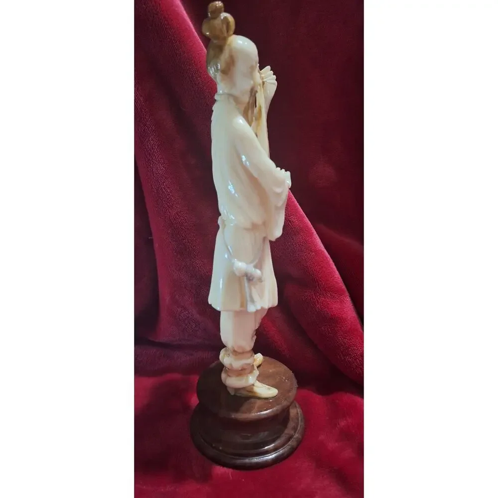 Alabaster Figure Oriental Man w/Instrument- Alabastros Martisa Sl, Spain- Wow!